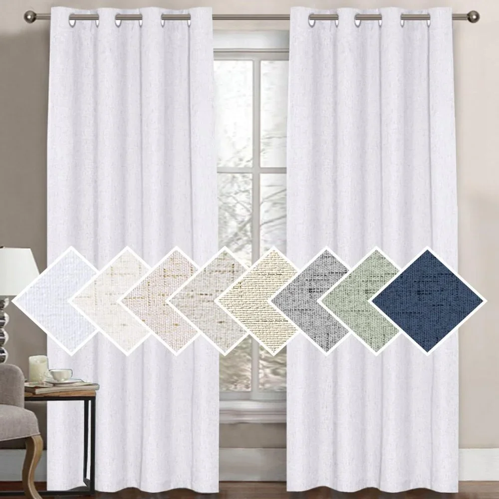 Blackout Linen Curtain - Thermal Insulated - White (1 panel) - Picture 1 of 7